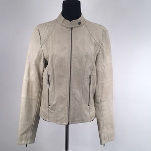 ✅ SOLD Moto Faux Leather Jacket, Cream, Off-White